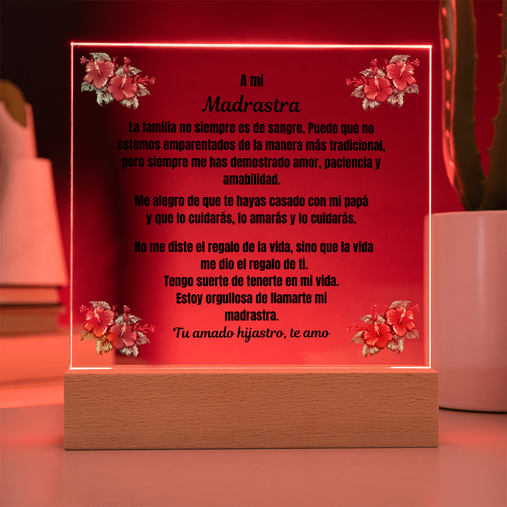 To My Step Mom Square Acrylic Plaque Spanish