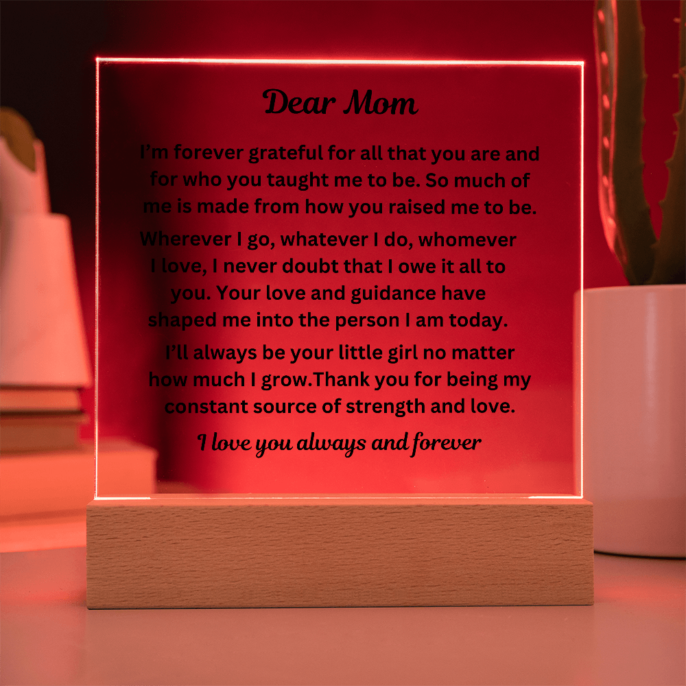 Dear Mom Engraved Acrylic Square Plaque