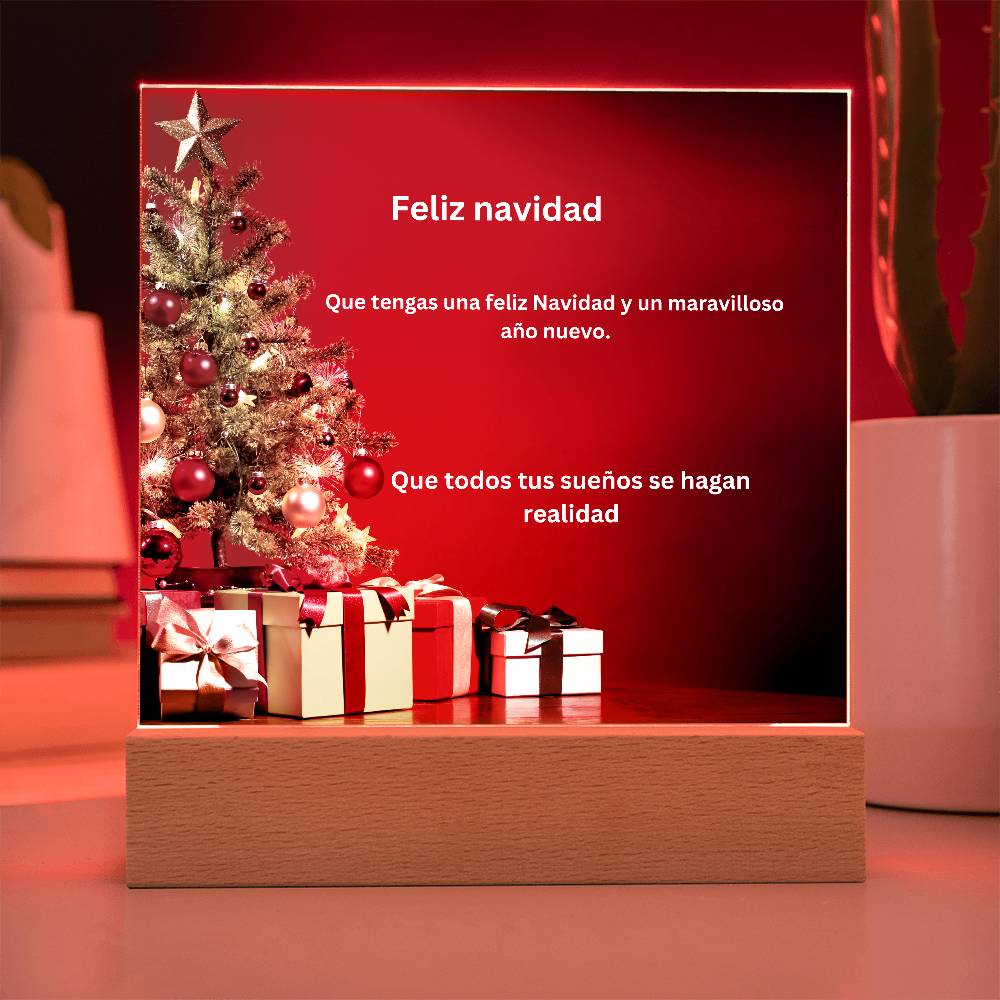 Spanish Merry Christmas Tree Printed Acrylic Plaque
