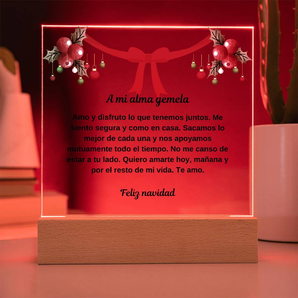 To My Soulmate Spanish Merry Christmas Square Plaque