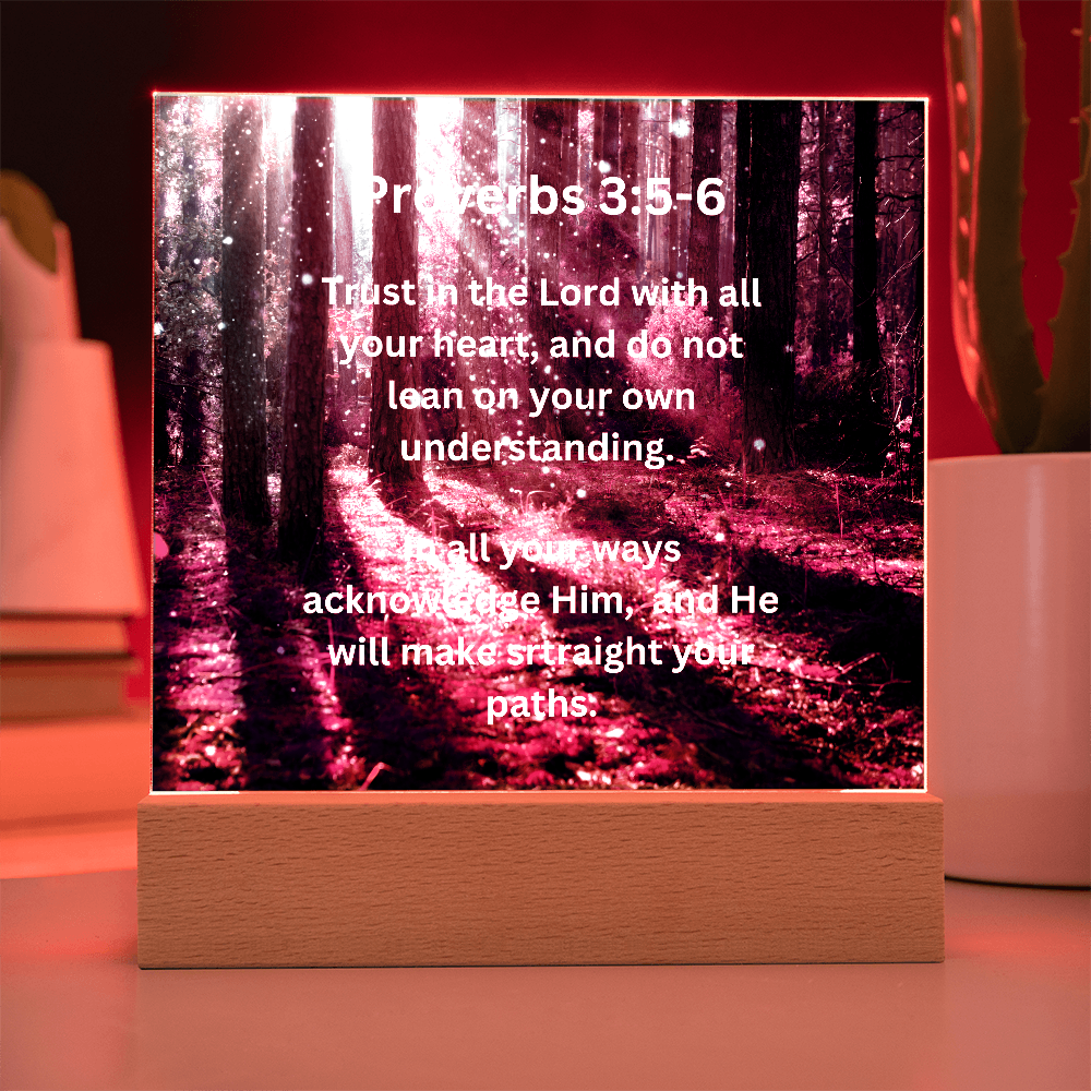 Proverbs 3:5-6 Acrylic Square Plaque