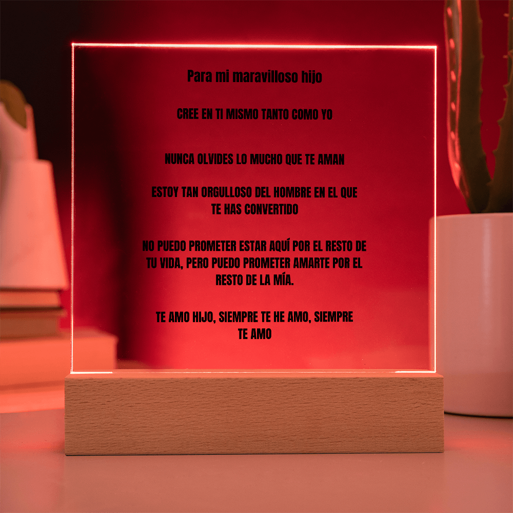 To My Amazing Son Acrylic Square Plaque Spanish