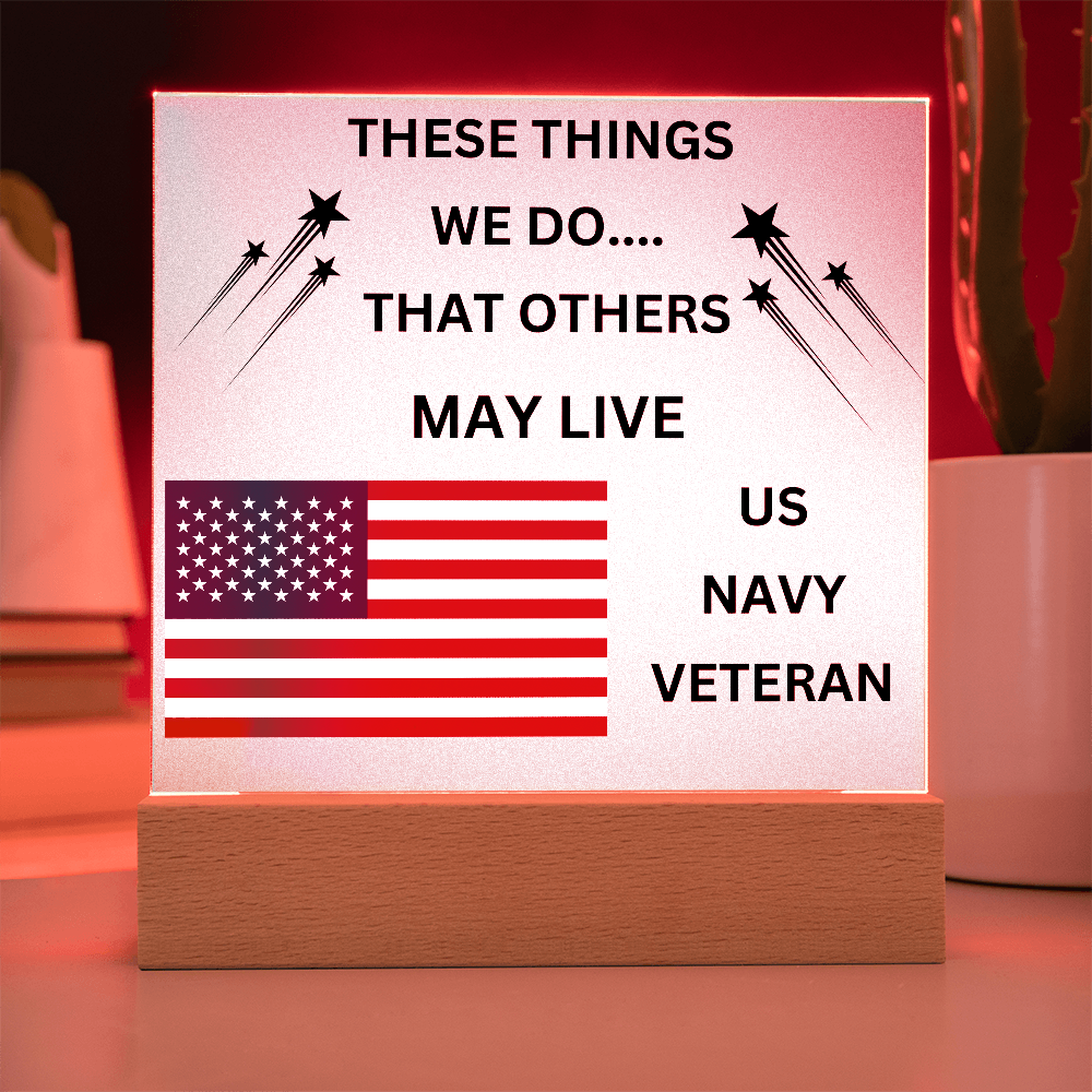 US Navy Veteran Printed Acrylic Square Plaque