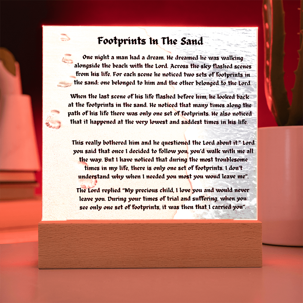 Footprints In The Sand Acrylic Square Plaque