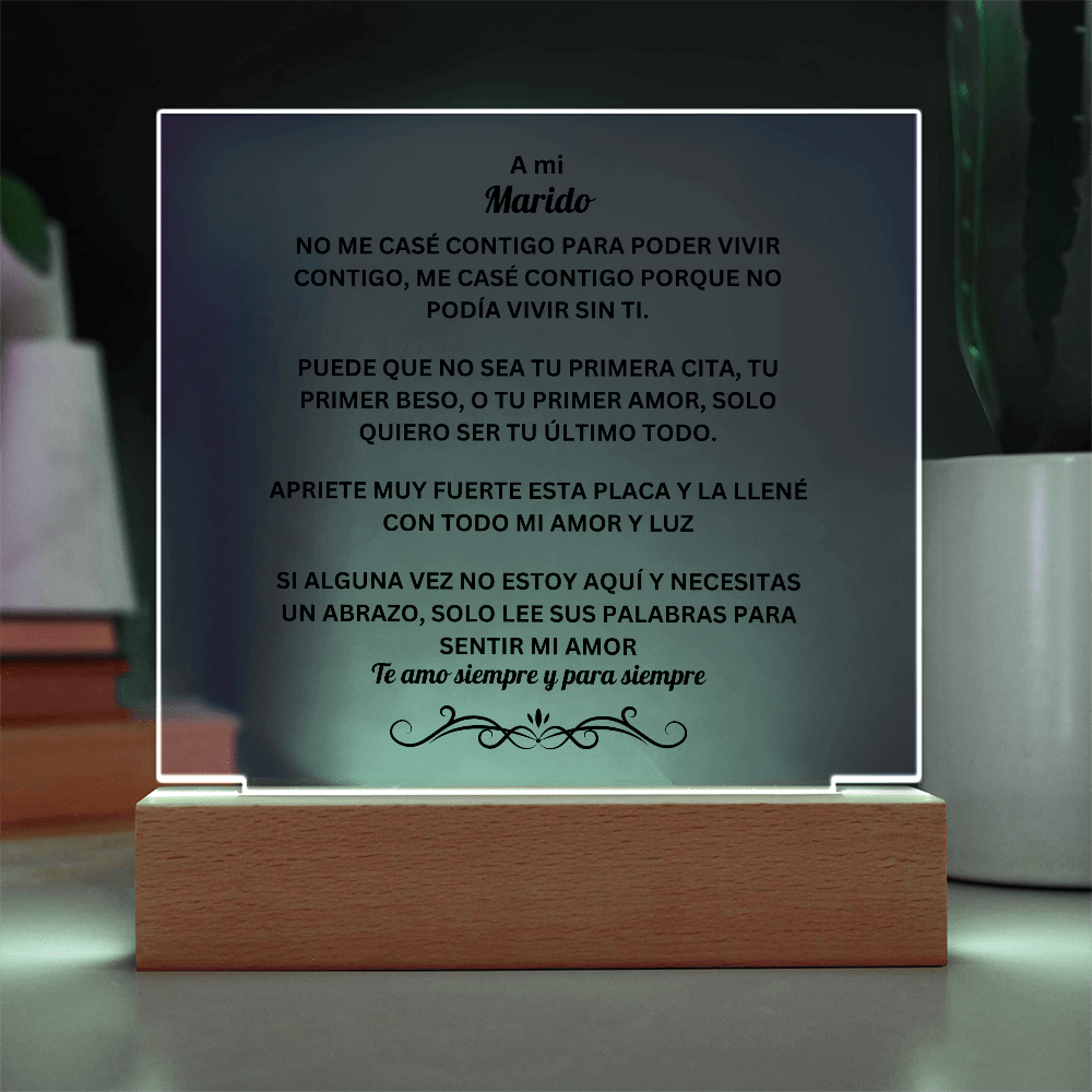 To My Husband Acrylic Square Plaque Spanish