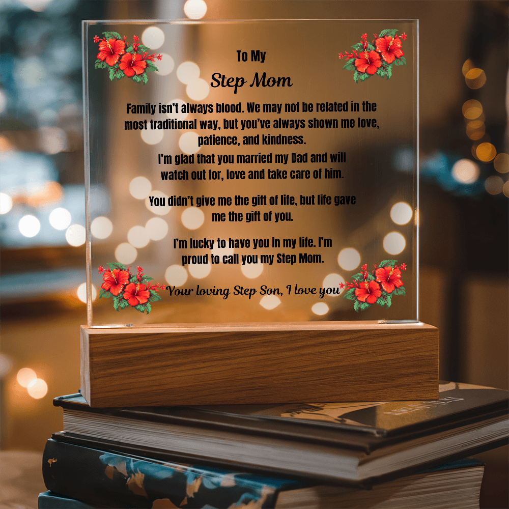 To My Step Mom Acrylic Square Plaque