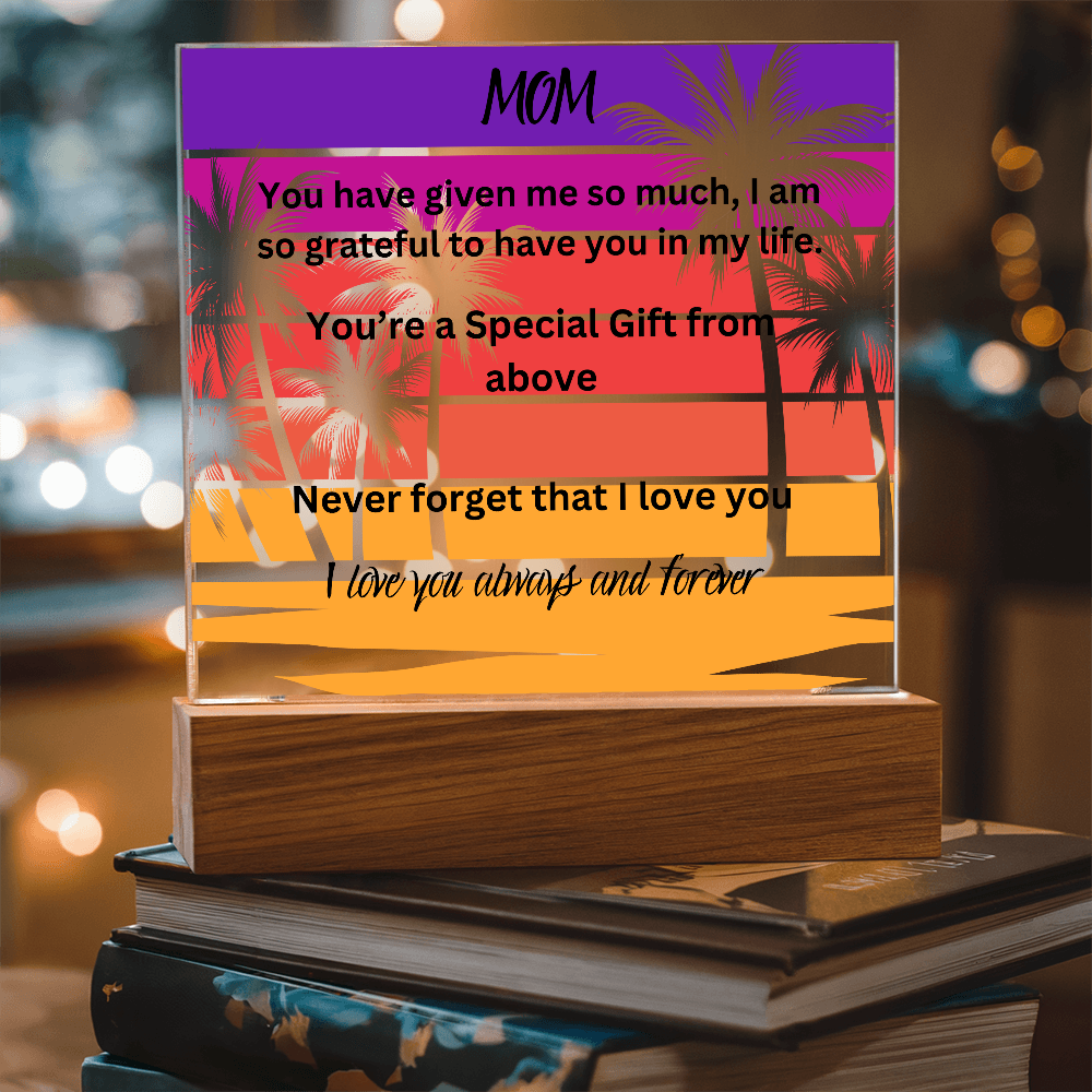 MOM Palm Tree Printed Acrylic Square Plaque