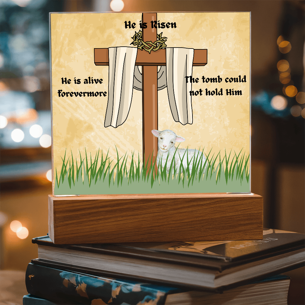He is Risen Lamb of God Printed Square Acrylic Plaque