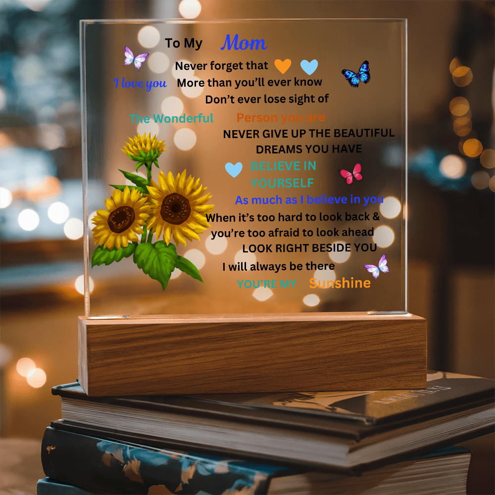 To My Mom Printed Acrylic Square Plaque
