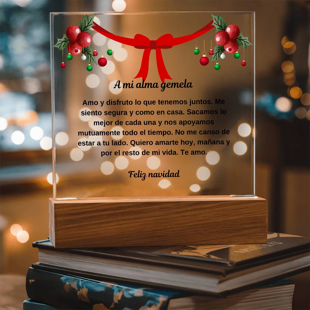 To My Soulmate Spanish Merry Christmas Square Plaque