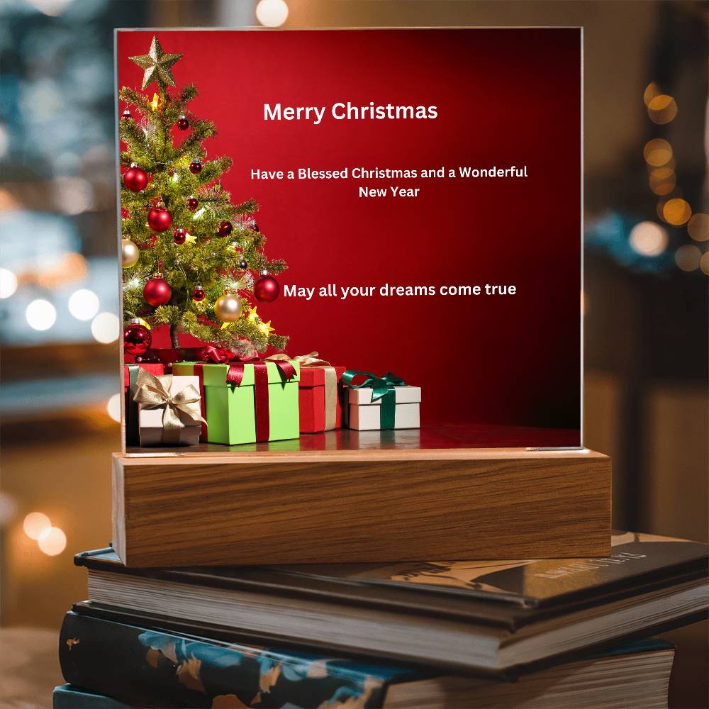 Merry Christmas Tree Printed Acrylic Plaque