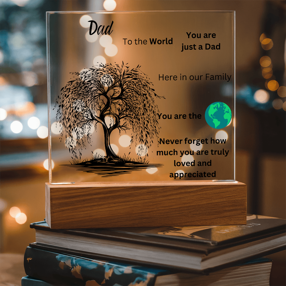 Dad To The World Printed Acrylic Square Plaque
