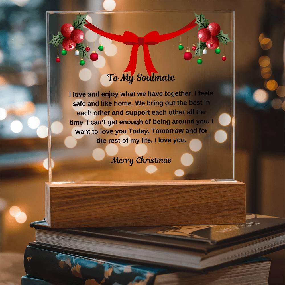To My Soulmate Merry Christmas Square Plaque