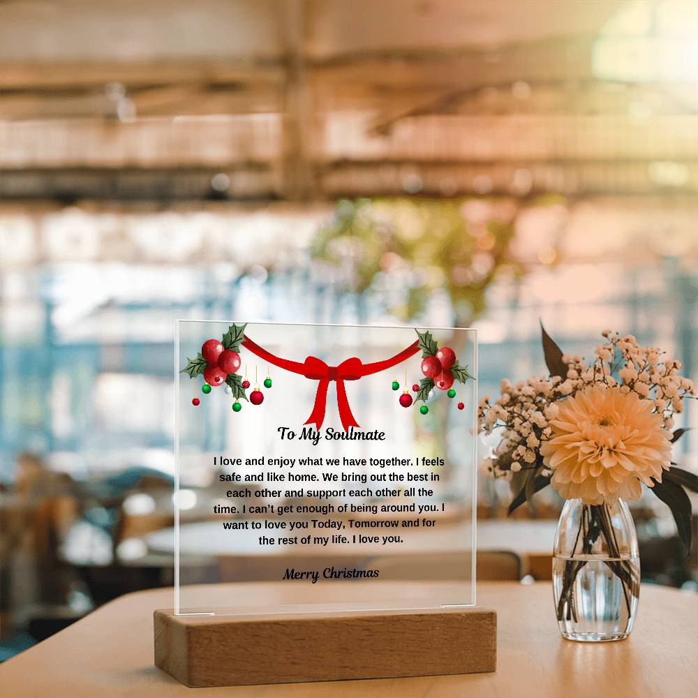 To My Soulmate Merry Christmas Square Plaque