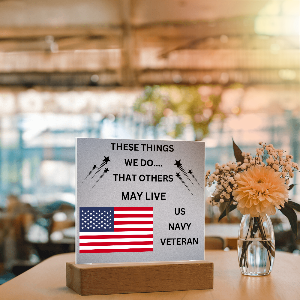 US Navy Veteran Printed Acrylic Square Plaque