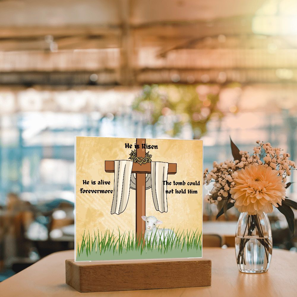 He is Risen Lamb of God Printed Square Acrylic Plaque