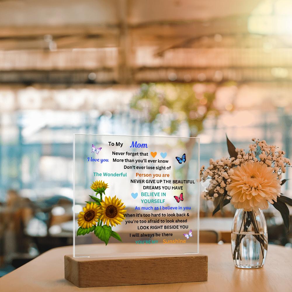 To My Mom Printed Acrylic Square Plaque