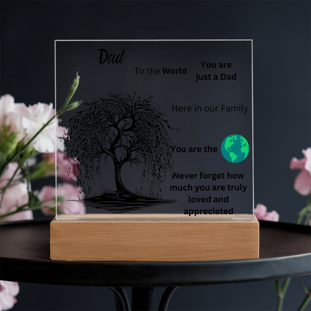 Dad To The World Printed Acrylic Square Plaque