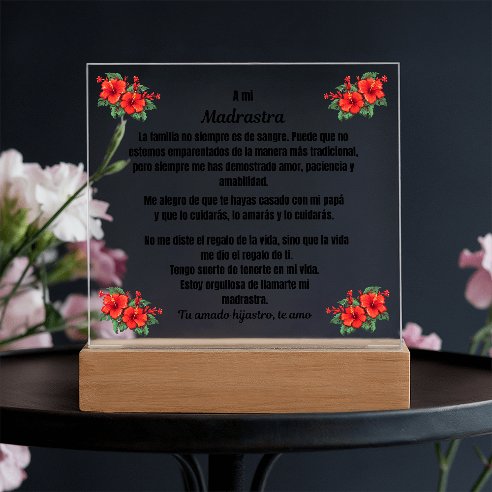 To My Step Mom Square Acrylic Plaque Spanish