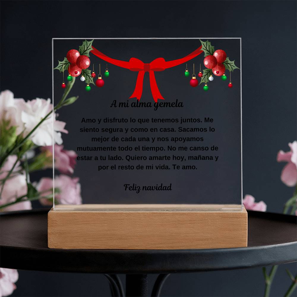 To My Soulmate Spanish Merry Christmas Square Plaque