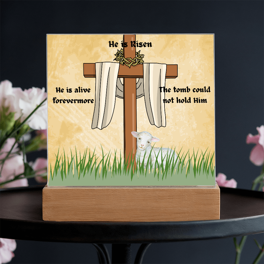 He is Risen Lamb of God Printed Square Acrylic Plaque