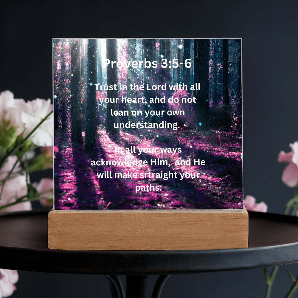 Proverbs 3:5-6 Acrylic Square Plaque