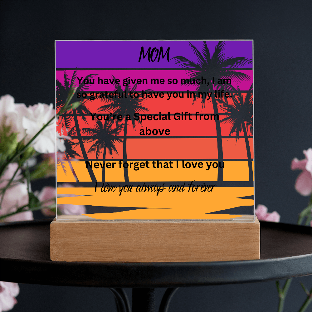 MOM Palm Tree Printed Acrylic Square Plaque