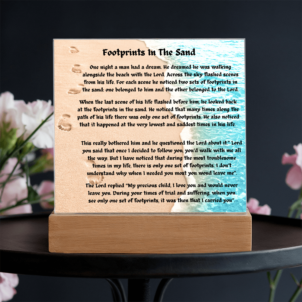 Footprints In The Sand Acrylic Square Plaque