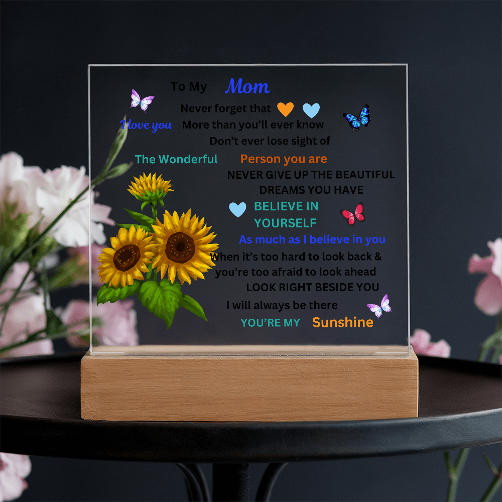 To My Mom Printed Acrylic Square Plaque