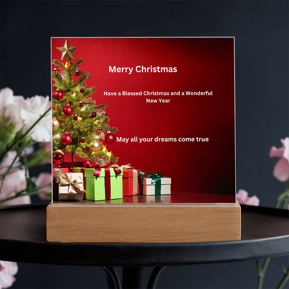 Merry Christmas Tree Printed Acrylic Plaque