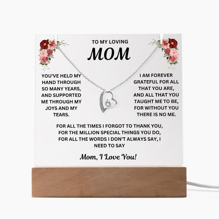 To My Loving Mom Keepsake Acrylic & Forever Love Necklace