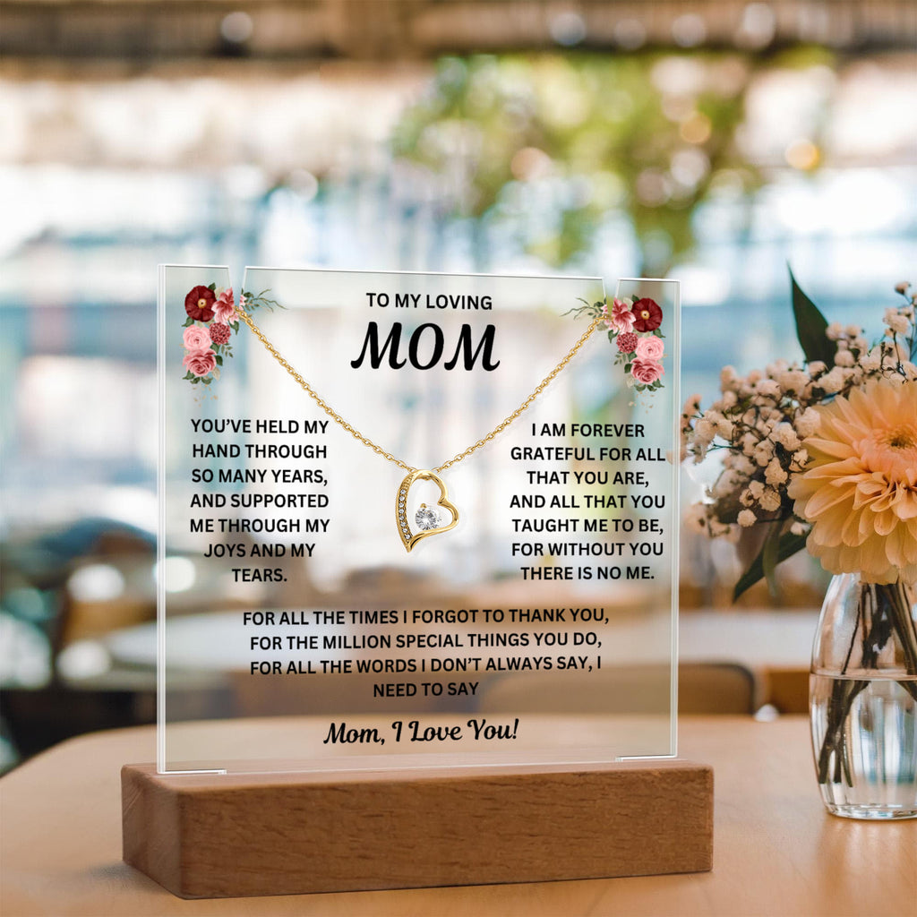 To My Loving Mom Keepsake Acrylic & Forever Love Necklace