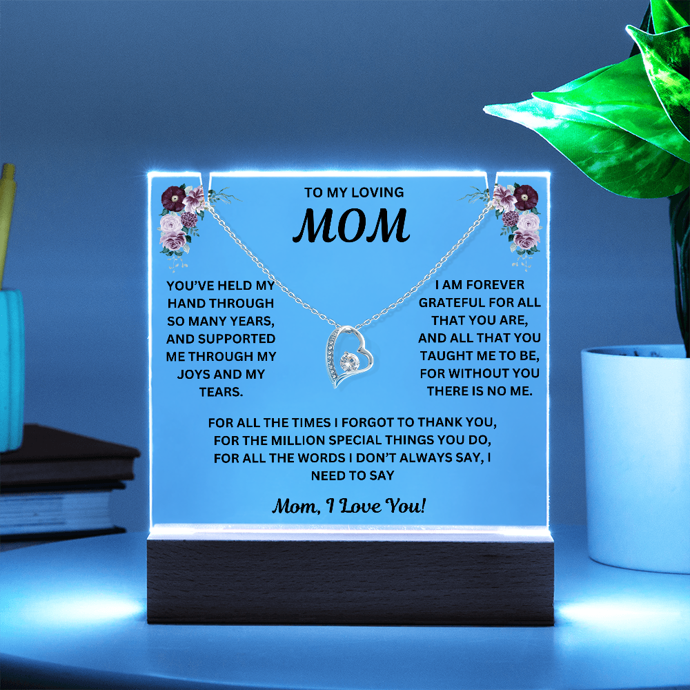 To My Loving Mom Keepsake Acrylic & Forever Love Necklace