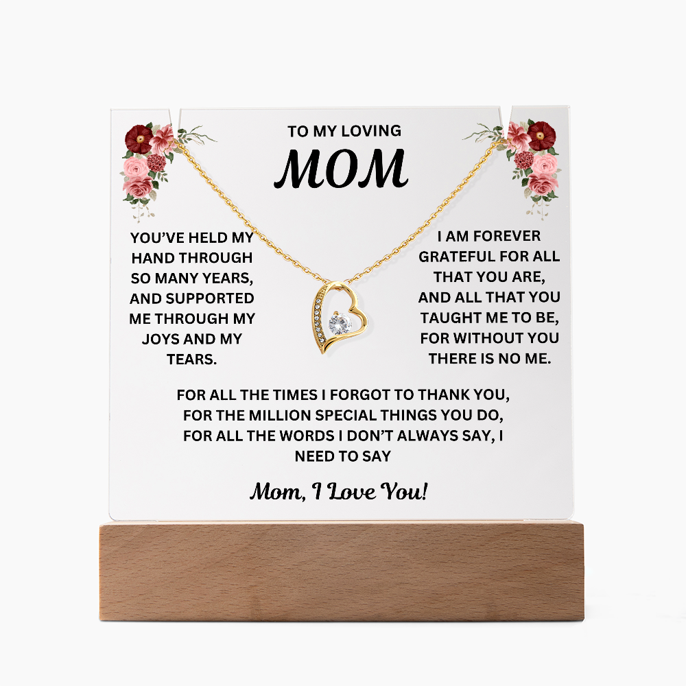 To My Loving Mom Keepsake Acrylic & Forever Love Necklace