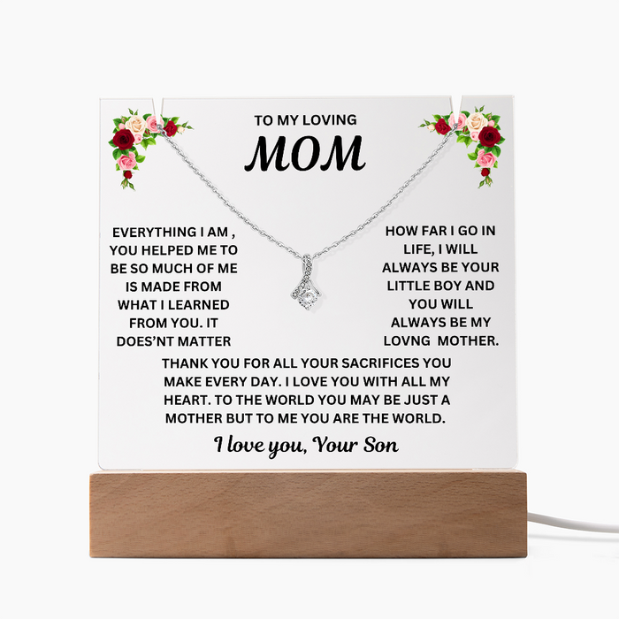 To My Loving Mom Keepsake Acrylic & Alluring Beauty Necklace From Son