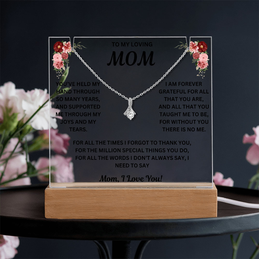 To My Loving Mom Keepsake Acrylic & Alluring Beauty Necklace
