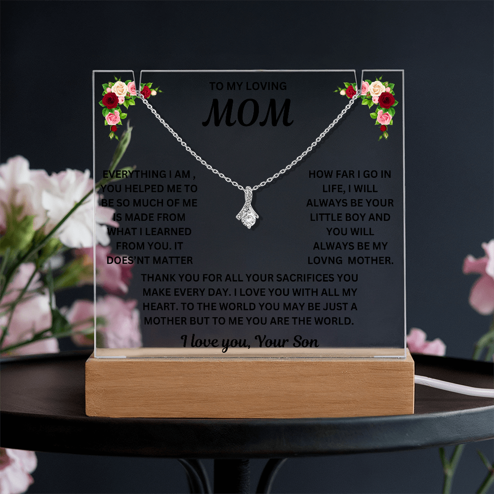 To My Loving Mom Keepsake Acrylic & Alluring Beauty Necklace From Son