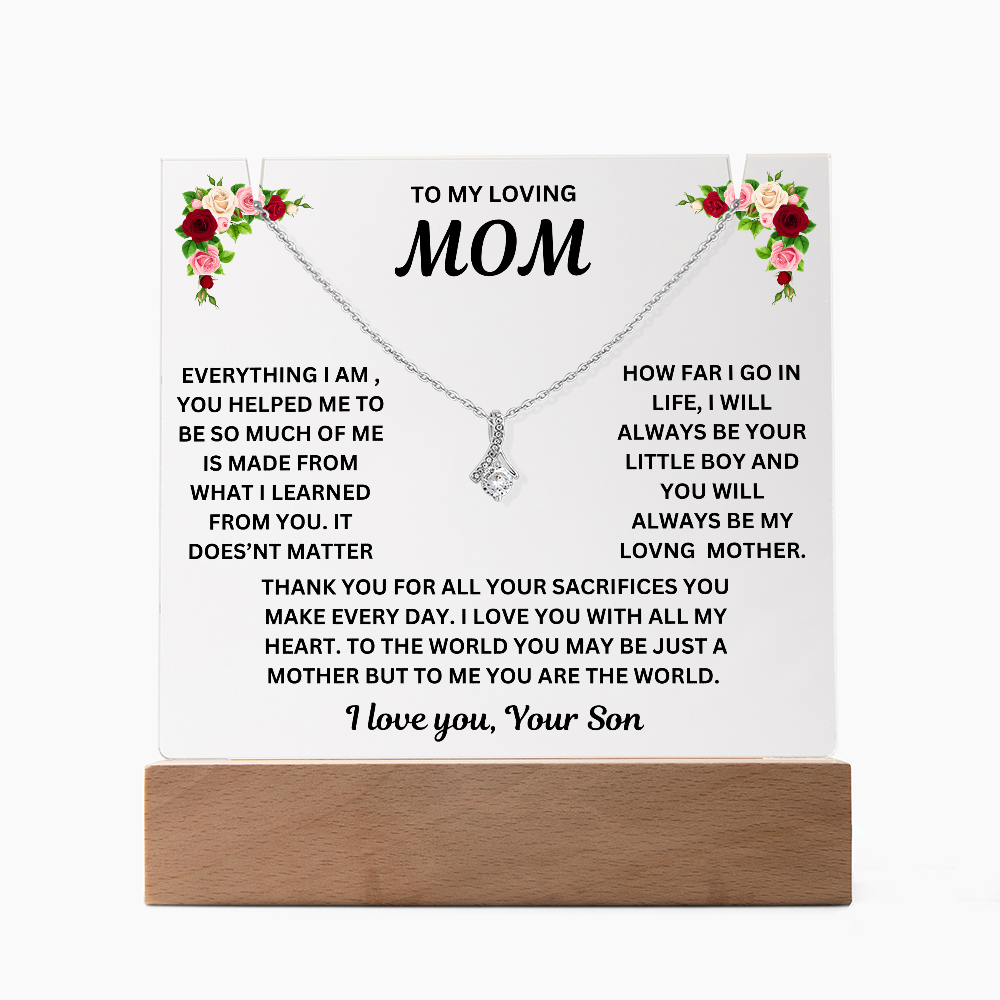 To My Loving Mom Keepsake Acrylic & Alluring Beauty Necklace From Son