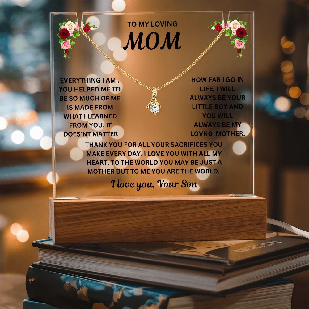 To My Loving Mom Keepsake Acrylic & Alluring Beauty Necklace From Son