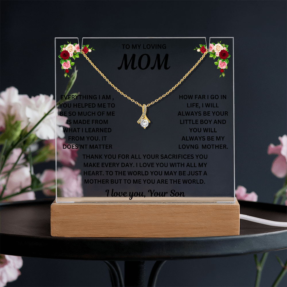 To My Loving Mom Keepsake Acrylic & Alluring Beauty Necklace From Son