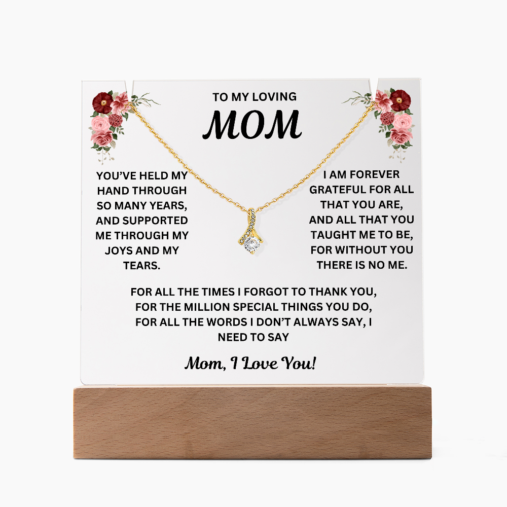 To My Loving Mom Keepsake Acrylic & Alluring Beauty Necklace