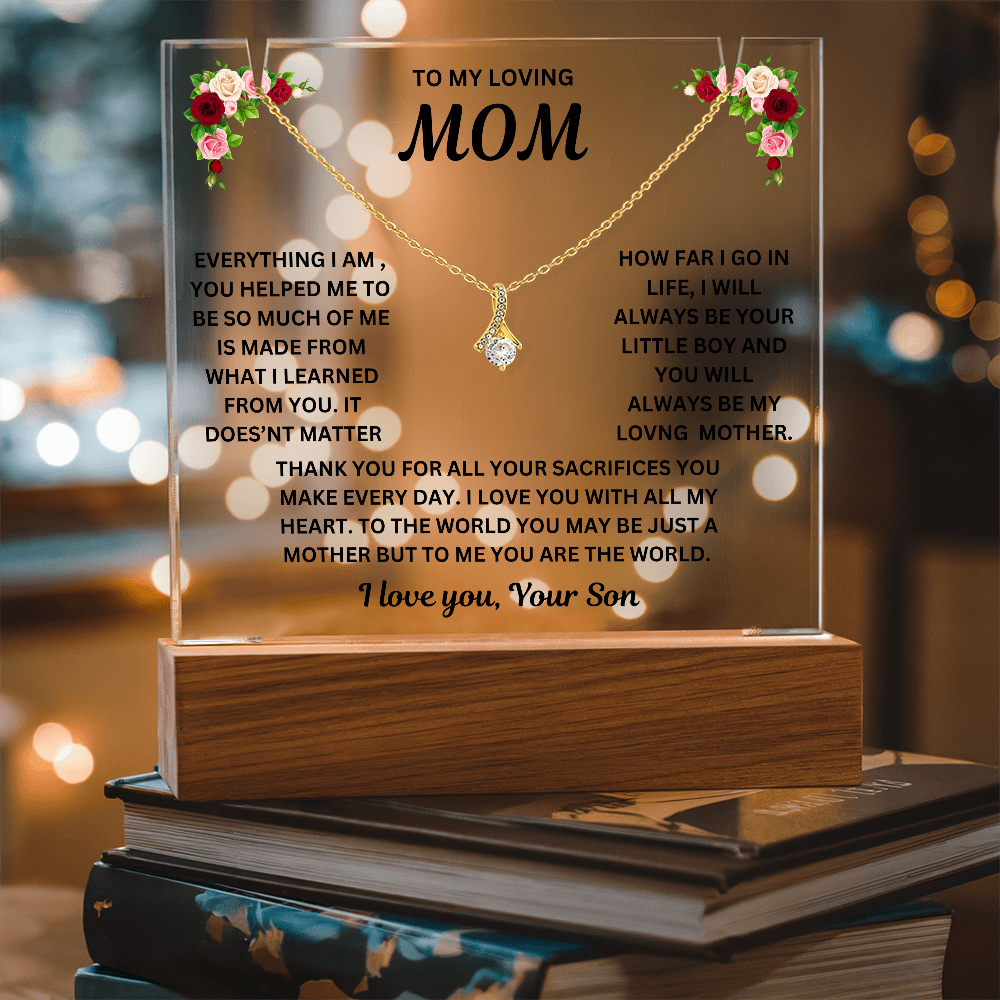 To My Loving Mom Keepsake Acrylic & Alluring Beauty Necklace From Son