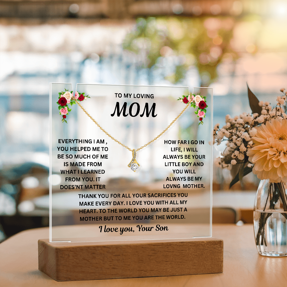 To My Loving Mom Keepsake Acrylic & Alluring Beauty Necklace From Son