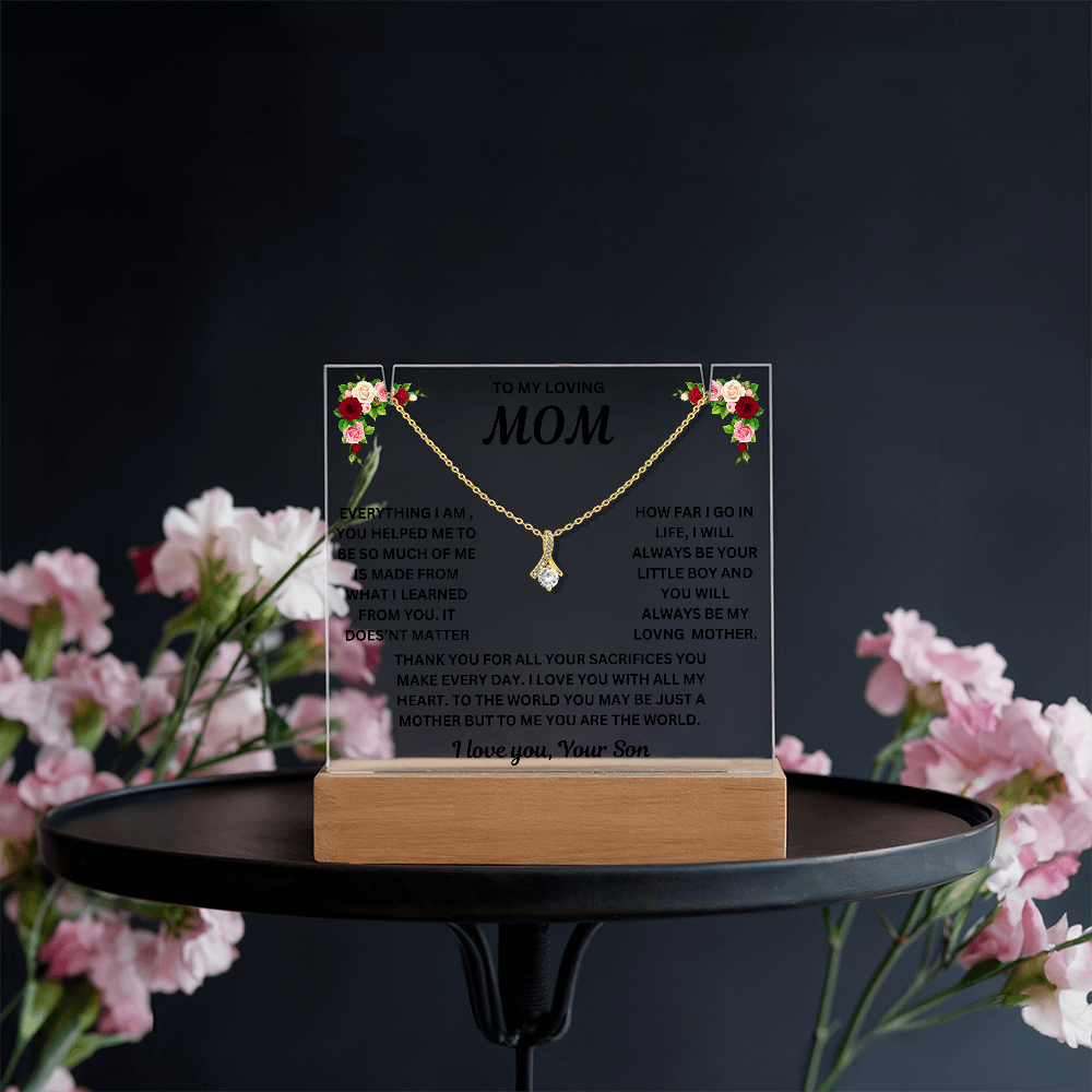 To My Loving Mom Keepsake Acrylic & Alluring Beauty Necklace From Son
