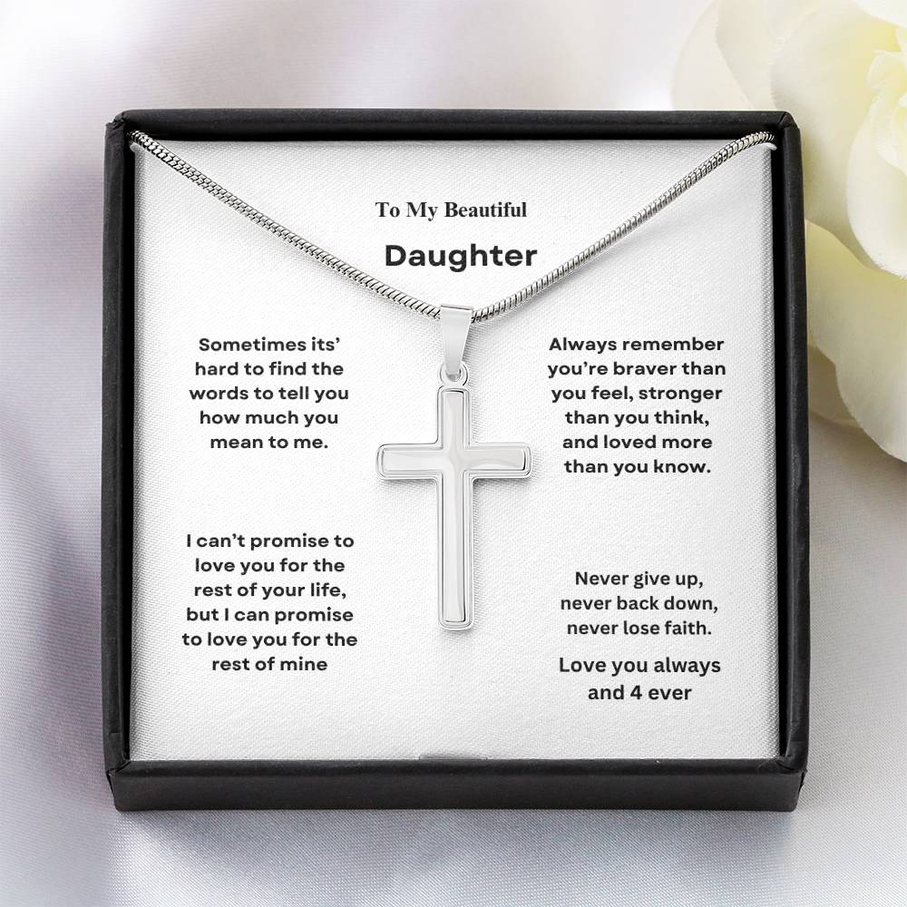 To My Beautiful Daughter Cross Necklace