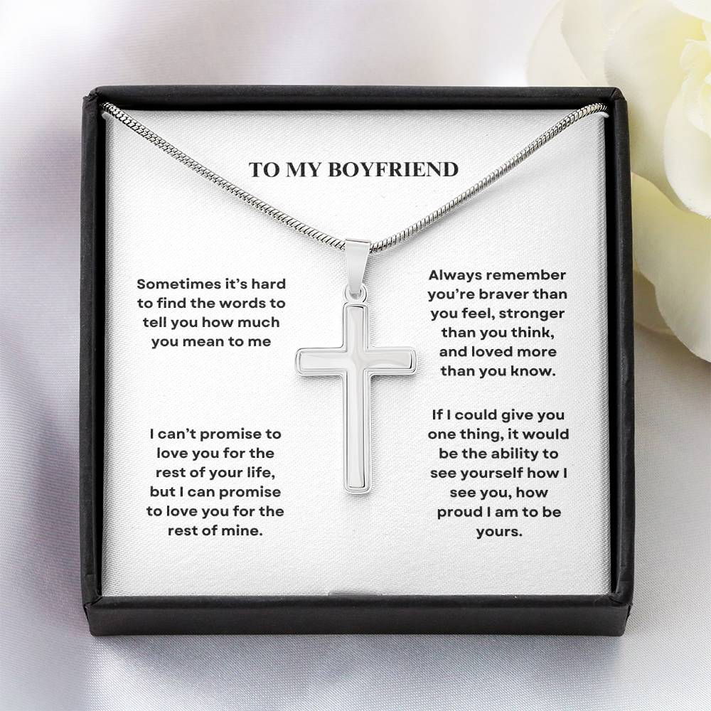 To My Boyfriend Cross Necklace