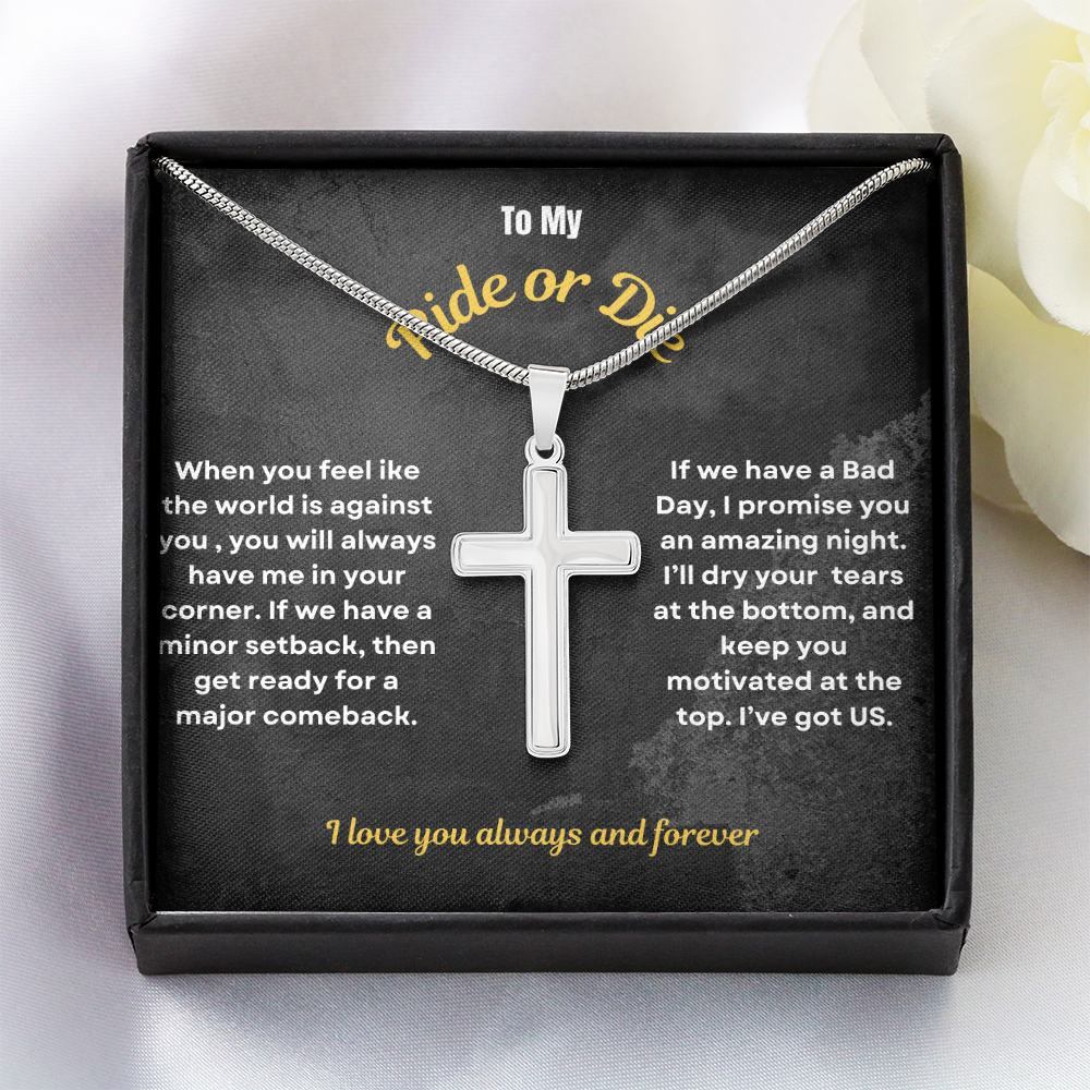 To My Ride or Die Cross Necklace