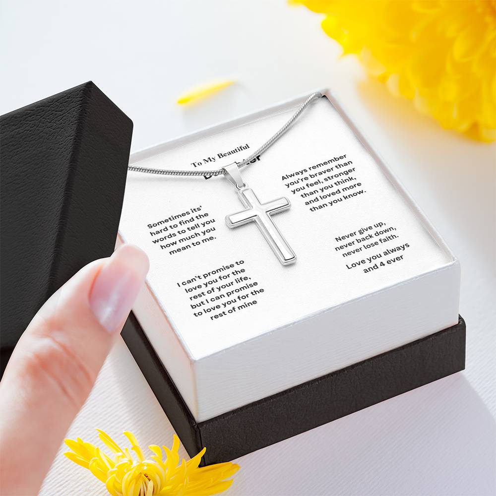 To My Beautiful Daughter Cross Necklace