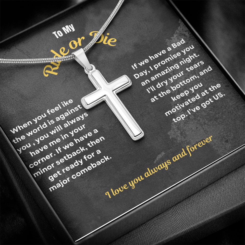 To My Ride or Die Cross Necklace