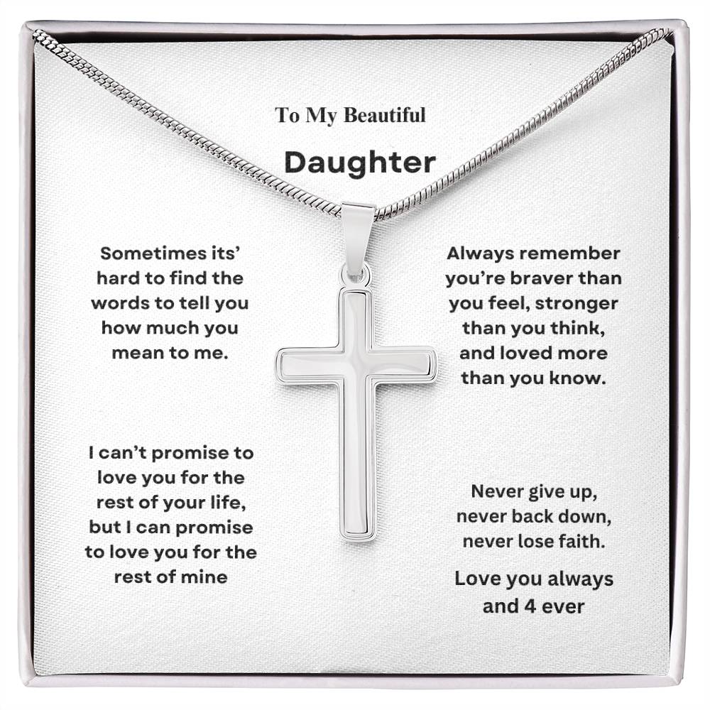 To My Beautiful Daughter Cross Necklace